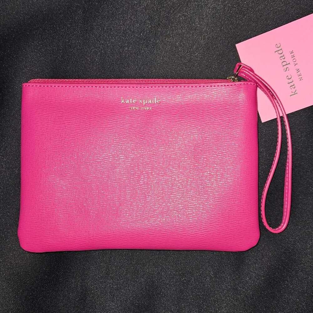 Kate Spade Keaton Medium L Zip Wristlet Dark Magenta 7" W x 5" H New with tag